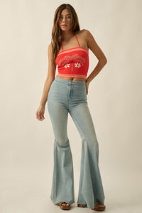 Safari Days Tropical Jacquard-Knit Halter Crop Top - ShopPromesa