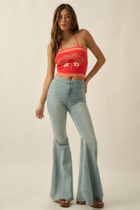 Safari Days Tropical Jacquard-Knit Halter Crop Top - ShopPromesa