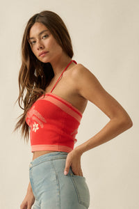 Safari Days Tropical Jacquard-Knit Halter Crop Top - ShopPromesa