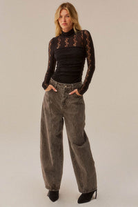 Lost Love Layered Lace Ruched Mock-Neck Bodysuit - ShopPromesa