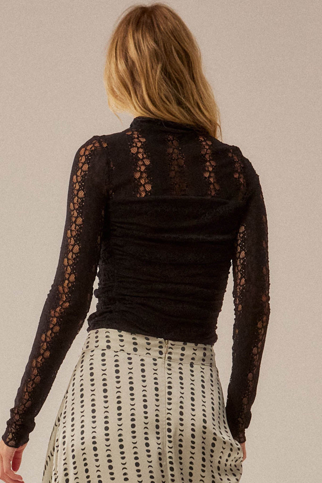 Lost Love Layered Lace Ruched Mock-Neck Bodysuit - ShopPromesa
