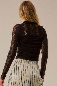 Lost Love Layered Lace Ruched Mock-Neck Bodysuit - ShopPromesa