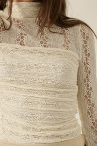 Lost Love Layered Lace Ruched Mock-Neck Bodysuit - ShopPromesa