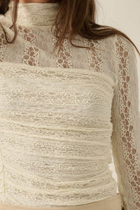 Lost Love Layered Lace Ruched Mock-Neck Bodysuit - ShopPromesa