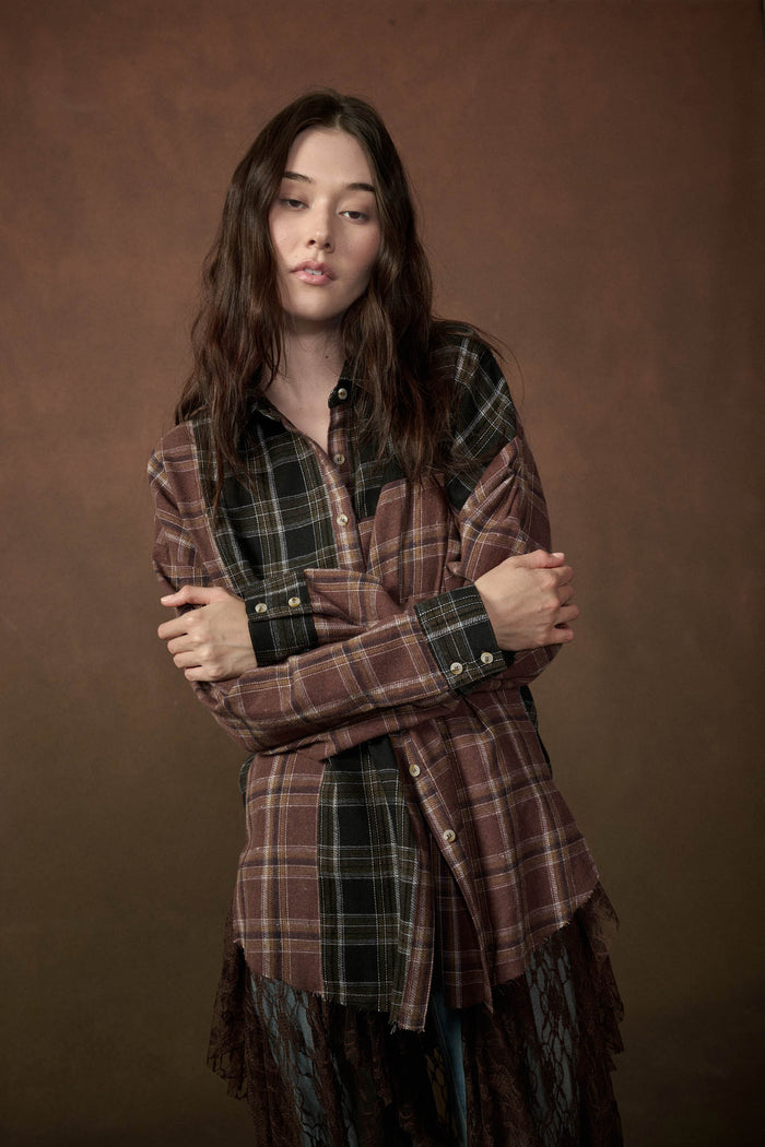 Vibe Check Colorblock Plaid Button-Up Shirt - ShopPromesa