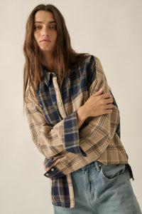 Vibe Check Colorblock Plaid Button-Up Shirt - ShopPromesa