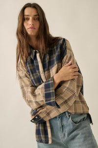 Vibe Check Colorblock Plaid Button-Up Shirt - ShopPromesa