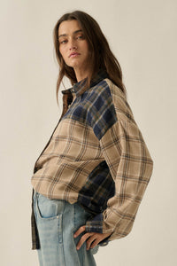 Vibe Check Colorblock Plaid Button-Up Shirt - ShopPromesa