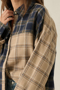 Vibe Check Colorblock Plaid Button-Up Shirt - ShopPromesa