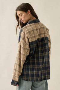 Vibe Check Colorblock Plaid Button-Up Shirt - ShopPromesa
