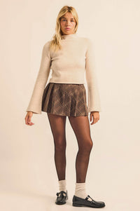 Low Key Bell-Sleeve Rolled-Edge Mock-Neck Sweater - ShopPromesa