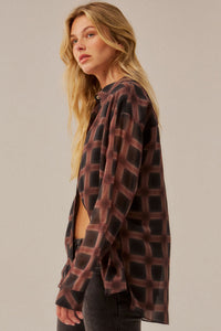 Meet in the Middle Plaid Chiffon Button-Up Shirt - ShopPromesa