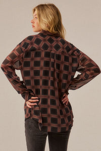 Meet in the Middle Plaid Chiffon Button-Up Shirt - ShopPromesa