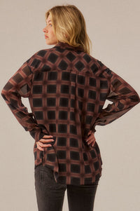 Meet in the Middle Plaid Chiffon Button-Up Shirt - ShopPromesa