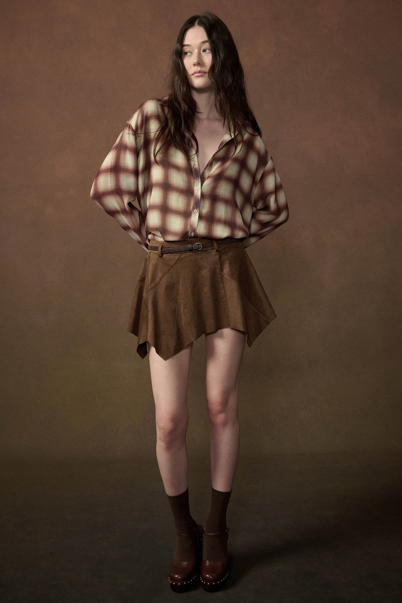 Meet in the Middle Plaid Chiffon Button-Up Shirt - ShopPromesa