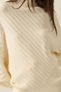 Uptown Ease Ribbed Knit Asymmetrical Poncho Sweater - ShopPromesa