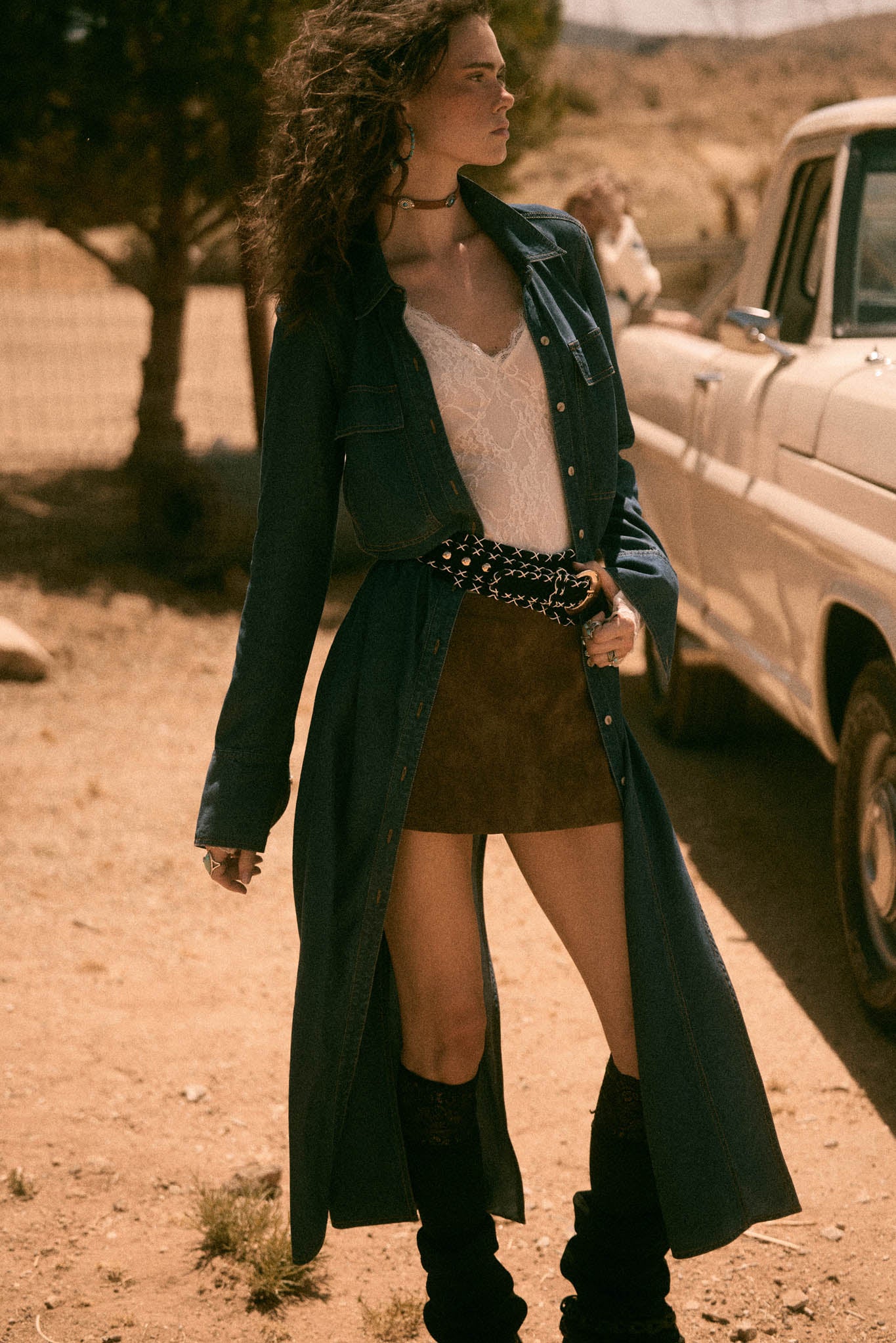 Out of the Blue Denim Button-Up Pocket Maxi Shirt - ShopPromesa