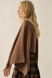 Big Mood Solid Knit Cropped Poncho Sweater - ShopPromesa