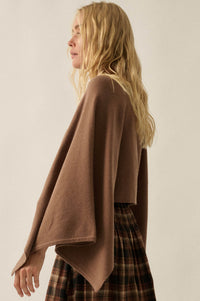 Big Mood Solid Knit Cropped Poncho Sweater - ShopPromesa