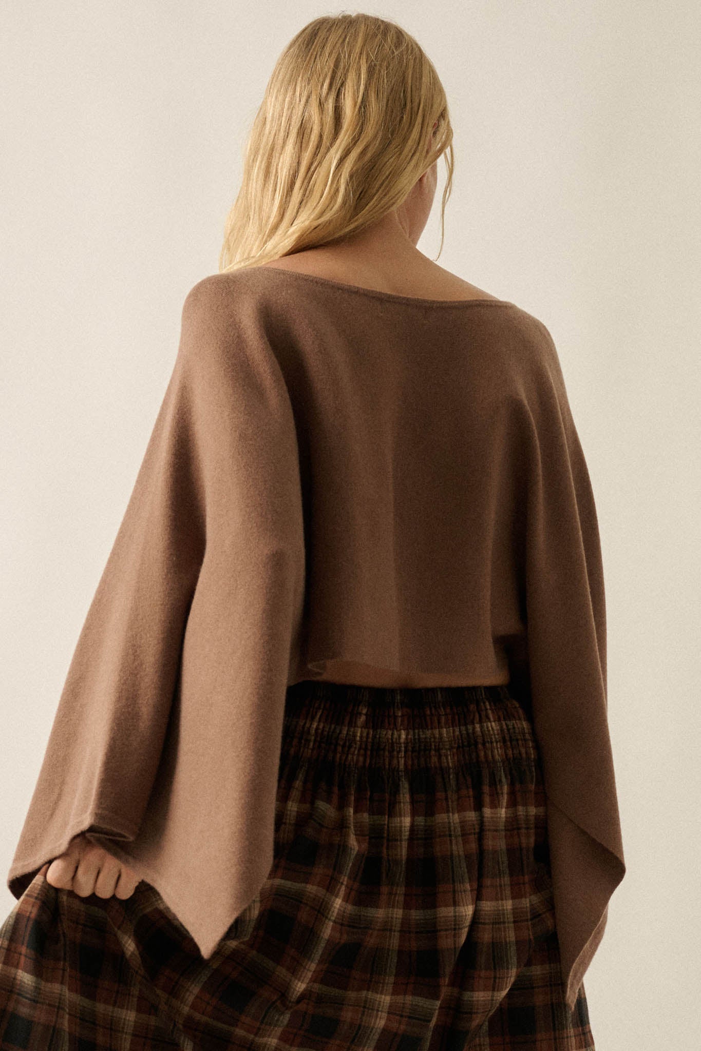 Big Mood Solid Knit Cropped Poncho Sweater - ShopPromesa