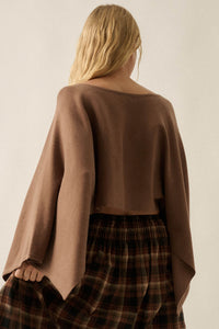 Big Mood Solid Knit Cropped Poncho Sweater - ShopPromesa