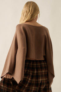 Big Mood Solid Knit Cropped Poncho Sweater - ShopPromesa