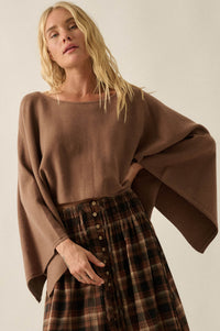 Big Mood Solid Knit Cropped Poncho Sweater - ShopPromesa