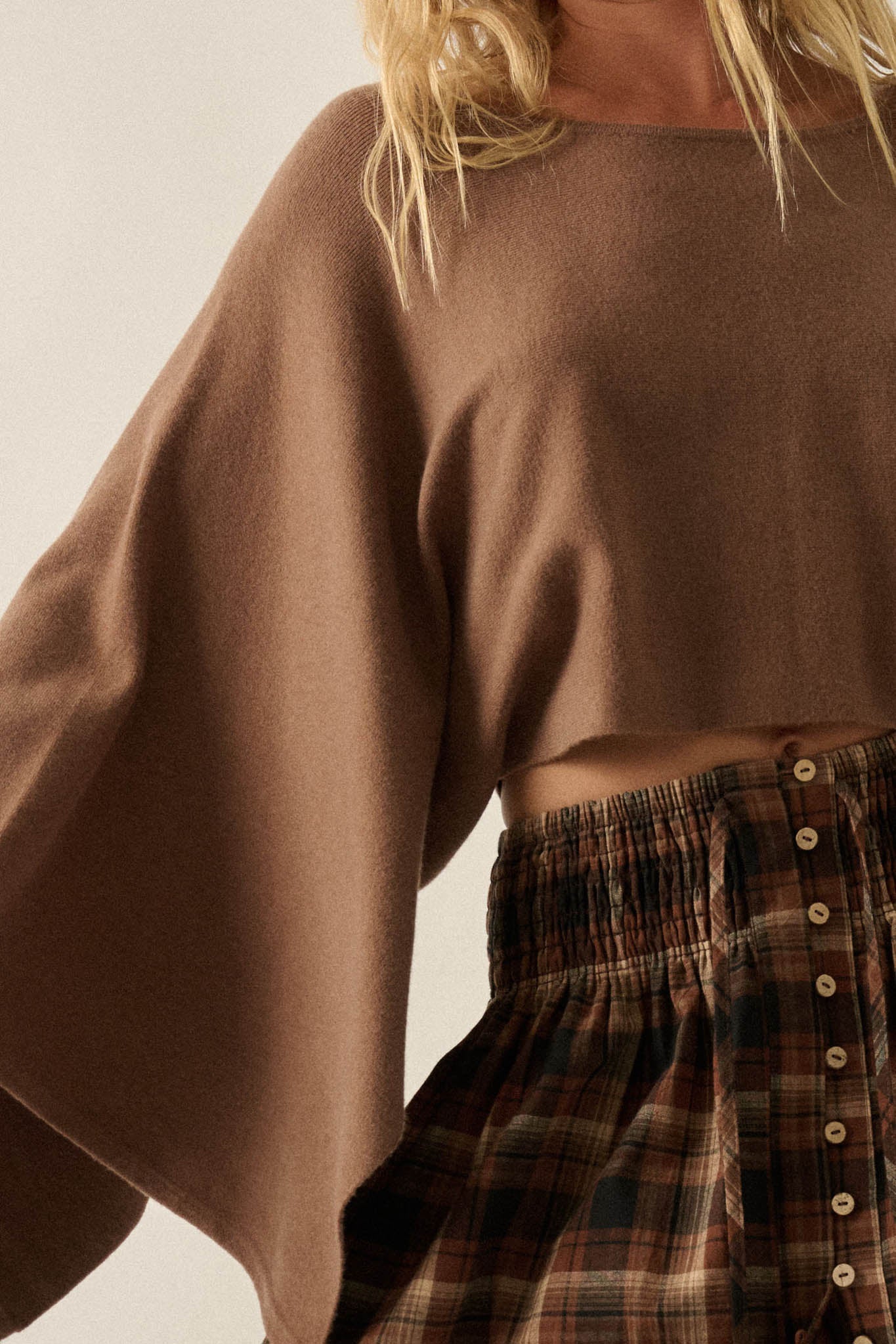 Big Mood Solid Knit Cropped Poncho Sweater - ShopPromesa