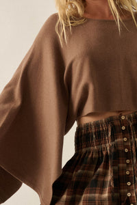 Big Mood Solid Knit Cropped Poncho Sweater - ShopPromesa