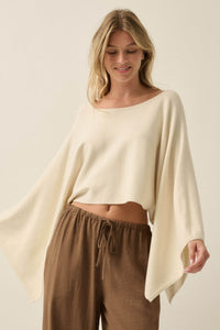 Big Mood Solid Knit Cropped Poncho Sweater - ShopPromesa