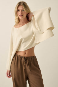 Big Mood Solid Knit Cropped Poncho Sweater - ShopPromesa
