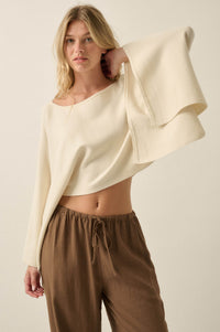 Big Mood Solid Knit Cropped Poncho Sweater - ShopPromesa