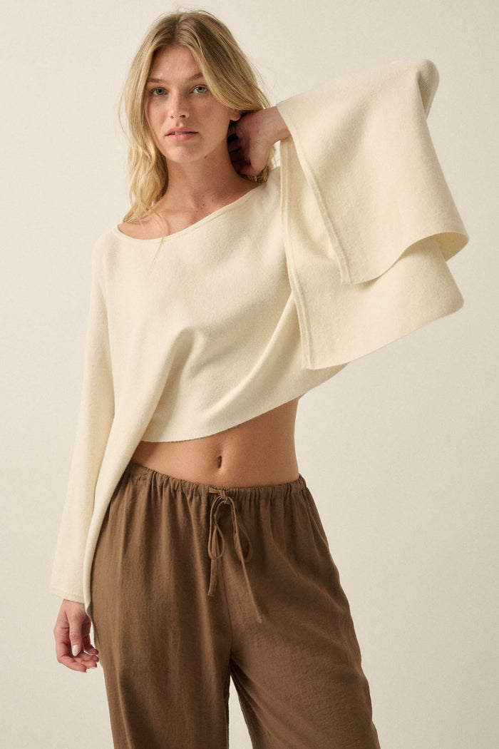 Big Mood Solid Knit Cropped Poncho Sweater - ShopPromesa