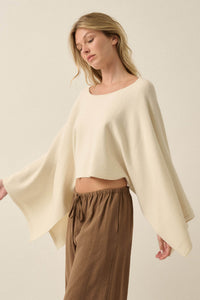Big Mood Solid Knit Cropped Poncho Sweater - ShopPromesa