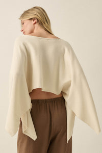Big Mood Solid Knit Cropped Poncho Sweater - ShopPromesa