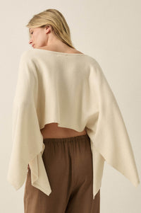 Big Mood Solid Knit Cropped Poncho Sweater - ShopPromesa
