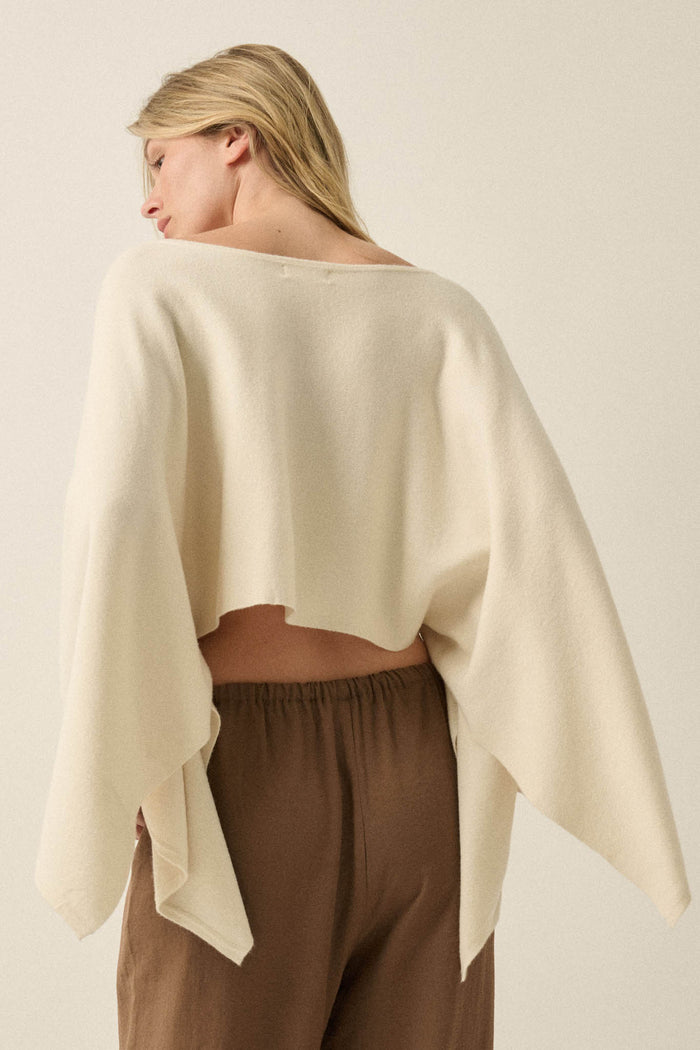 Big Mood Solid Knit Cropped Poncho Sweater - ShopPromesa