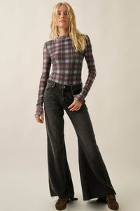 Totally Tartan Plaid Mesh Mock-Neck Bodysuit - ShopPromesa