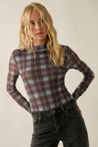 Totally Tartan Plaid Mesh Mock-Neck Bodysuit - ShopPromesa