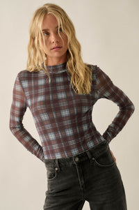 Totally Tartan Plaid Mesh Mock-Neck Bodysuit - ShopPromesa