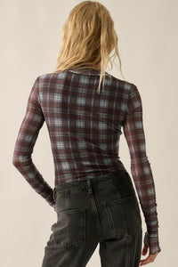 Totally Tartan Plaid Mesh Mock-Neck Bodysuit - ShopPromesa