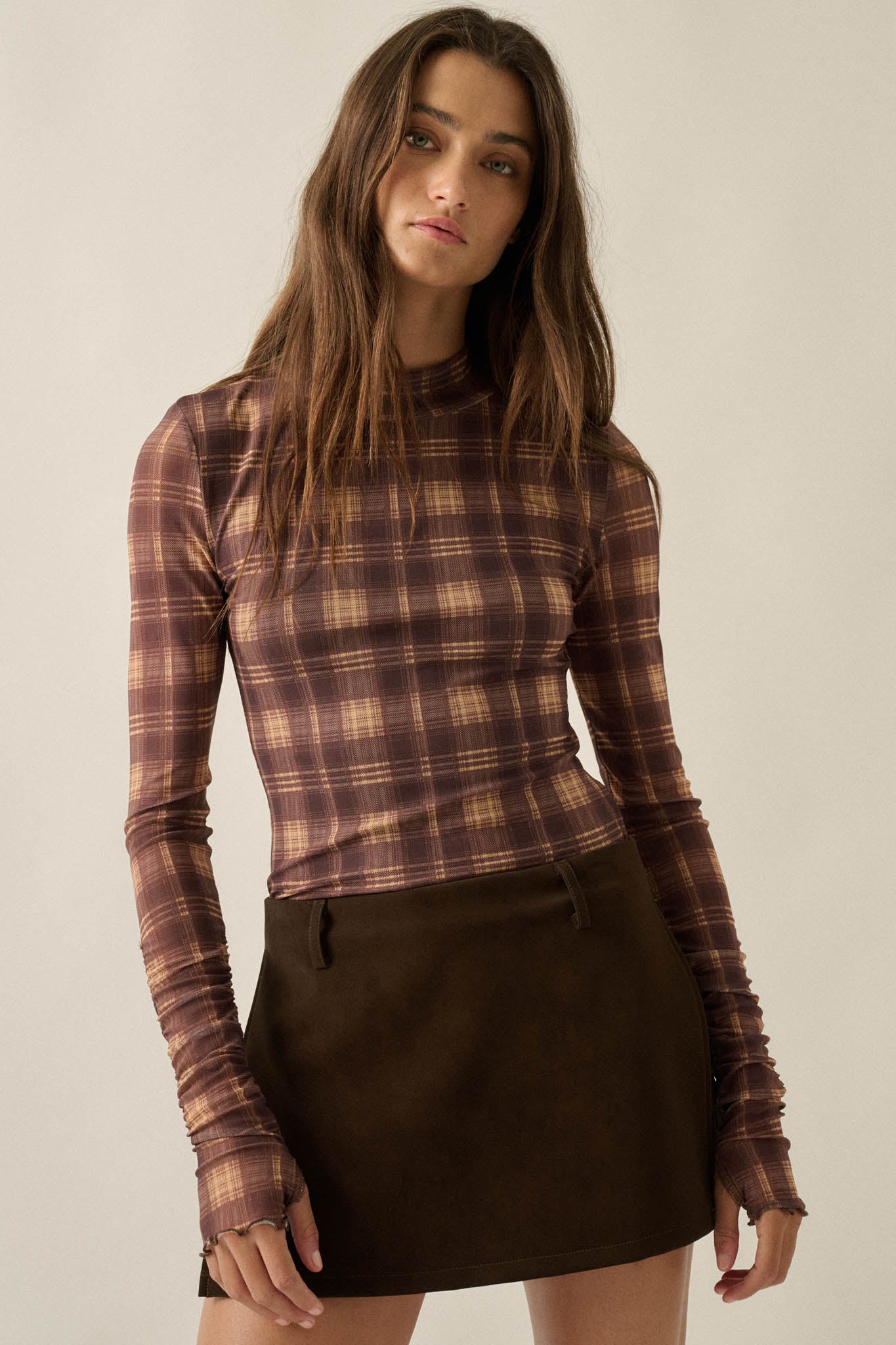 Totally Tartan Plaid Mesh Mock-Neck Bodysuit - ShopPromesa