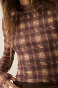 Totally Tartan Plaid Mesh Mock-Neck Bodysuit - ShopPromesa