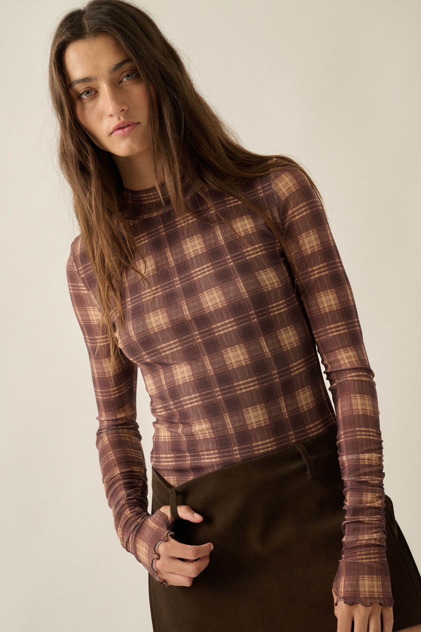 Totally Tartan Plaid Mesh Mock-Neck Bodysuit - ShopPromesa