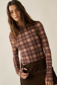 Totally Tartan Plaid Mesh Mock-Neck Bodysuit - ShopPromesa