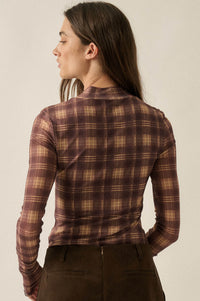 Totally Tartan Plaid Mesh Mock-Neck Bodysuit - ShopPromesa