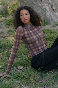 Totally Tartan Plaid Mesh Mock-Neck Bodysuit - ShopPromesa