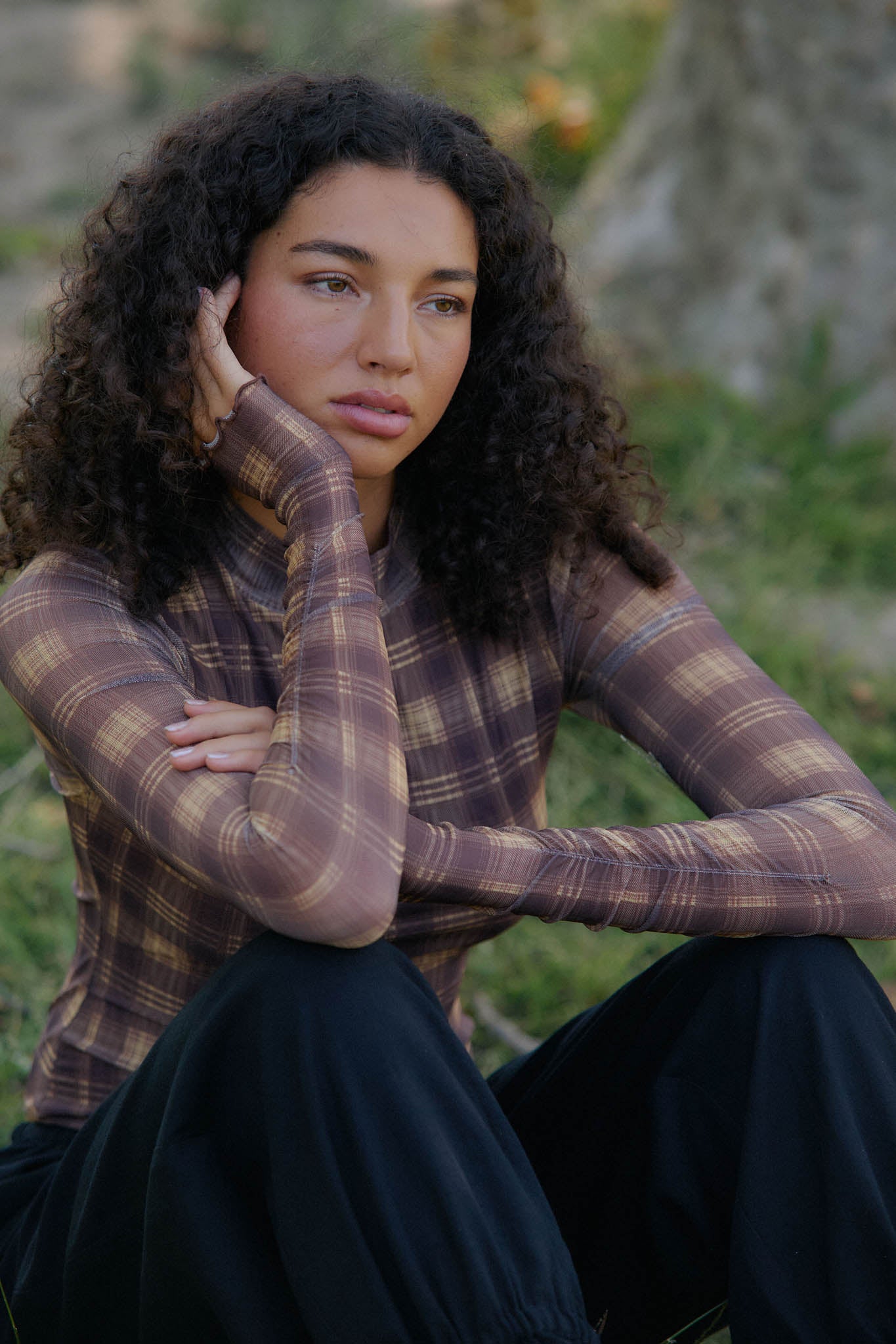 Totally Tartan Plaid Mesh Mock-Neck Bodysuit - ShopPromesa