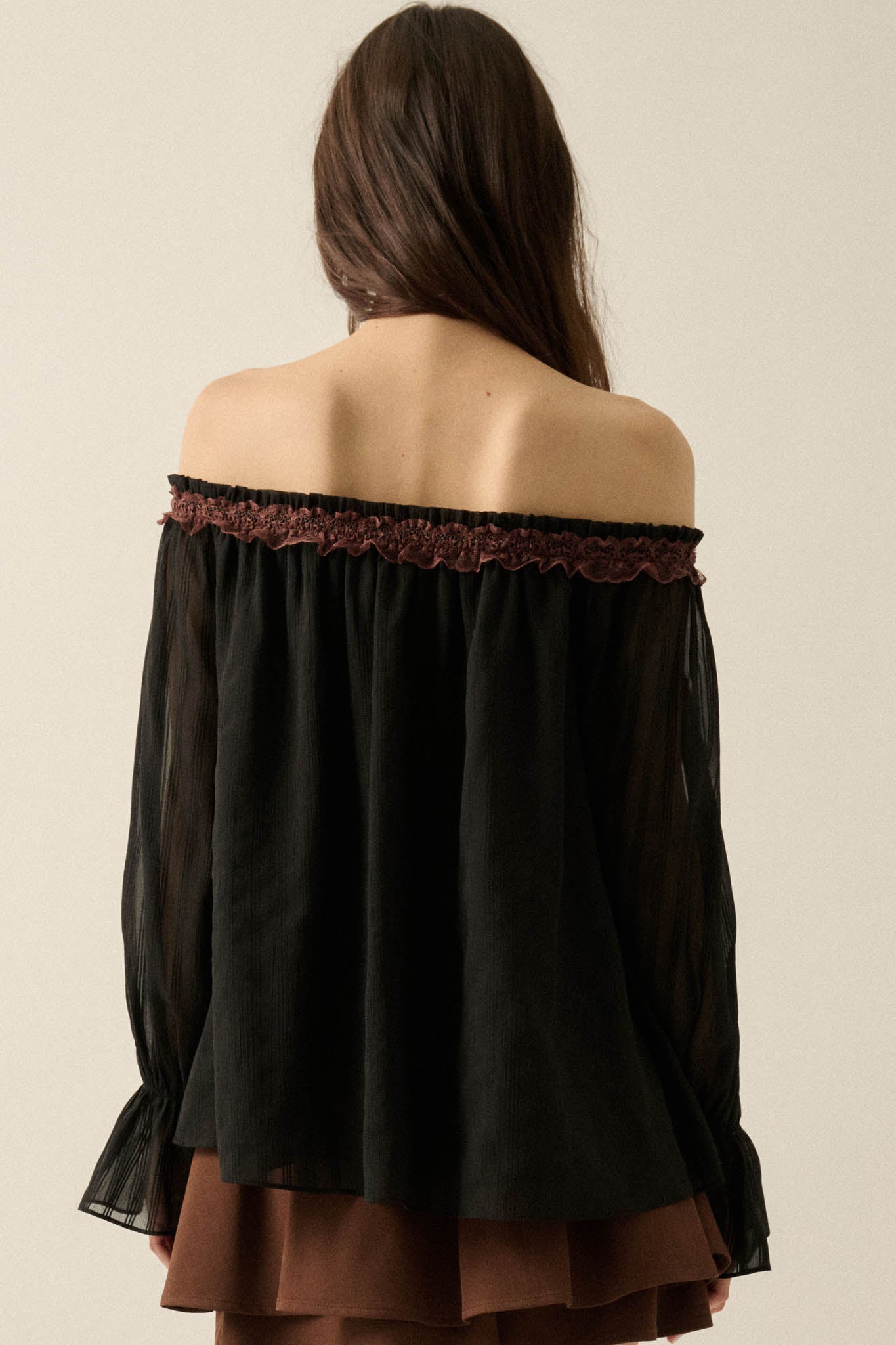 Always Yours Off-Shoulder Bishop-Sleeve Peasant Top - ShopPromesa