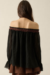 Always Yours Off-Shoulder Bishop-Sleeve Peasant Top - ShopPromesa